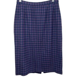 Vintage Pendleton Size 8 Petite Blue Purple Skirt 100% Virgin Wool Lined USA